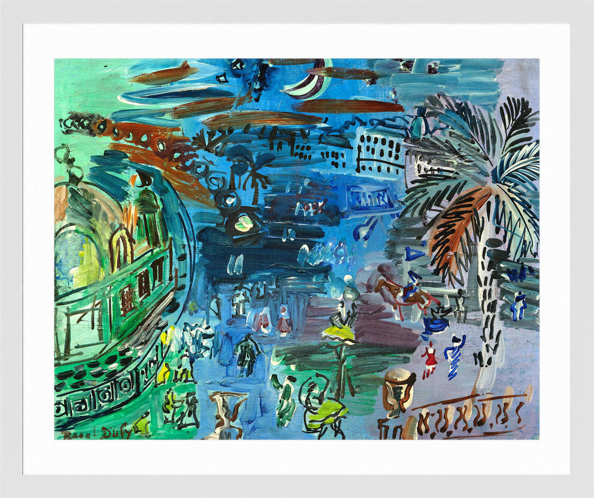 Raoul Dufy Print, 038 L’ancien casino de Nice de nuit_10x8 in a white frame