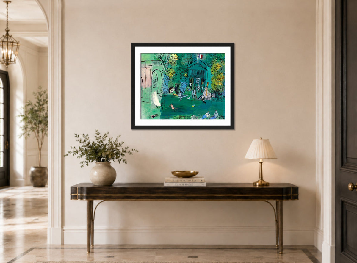 Raoul Dufy Print, 046 La Marne (1925)_10x8 displayed above a console table