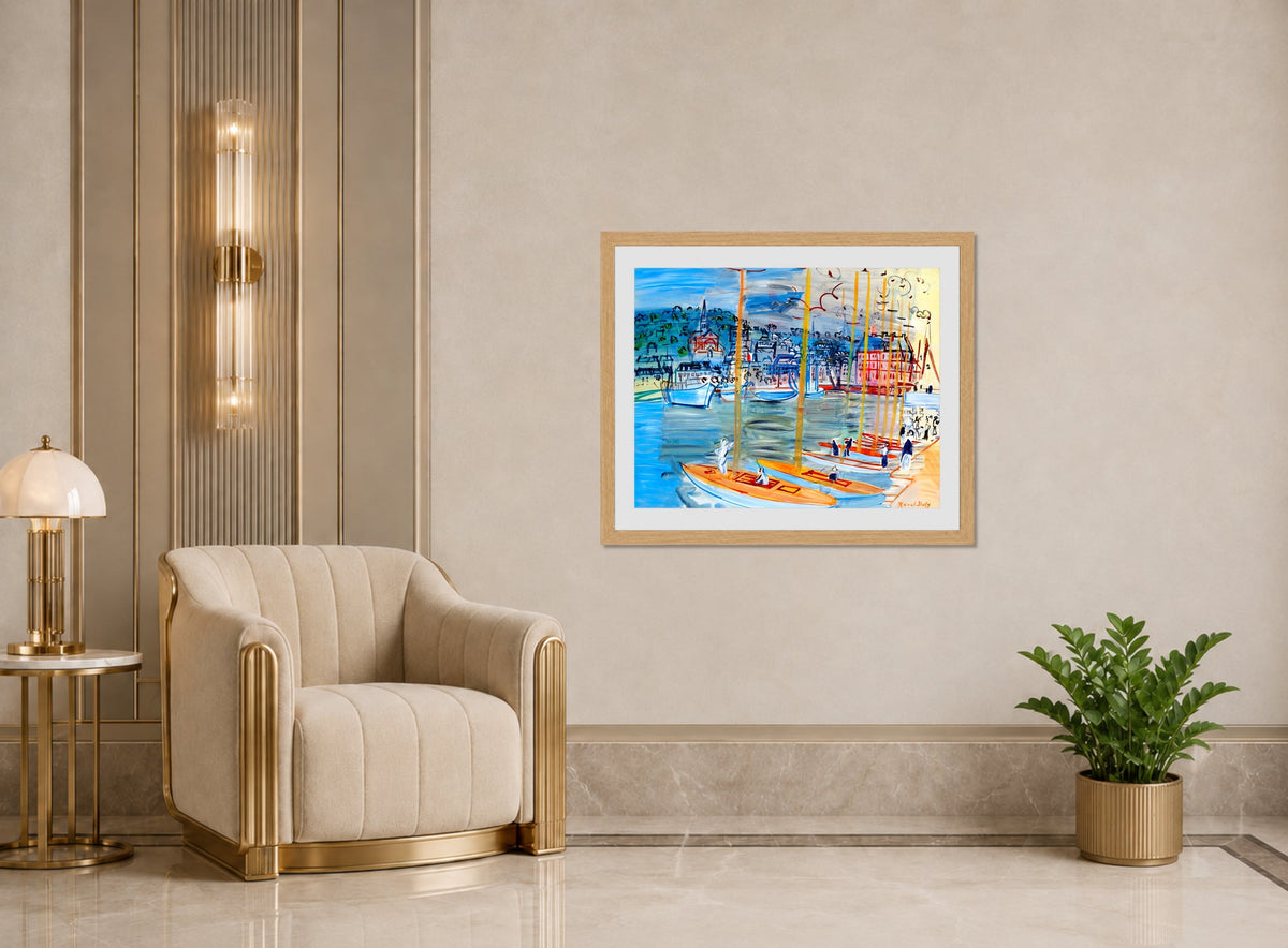 Raoul Dufy Print, 055 Le bassin de Deauville (1938)_10x8 displayed in an Art Deco interior