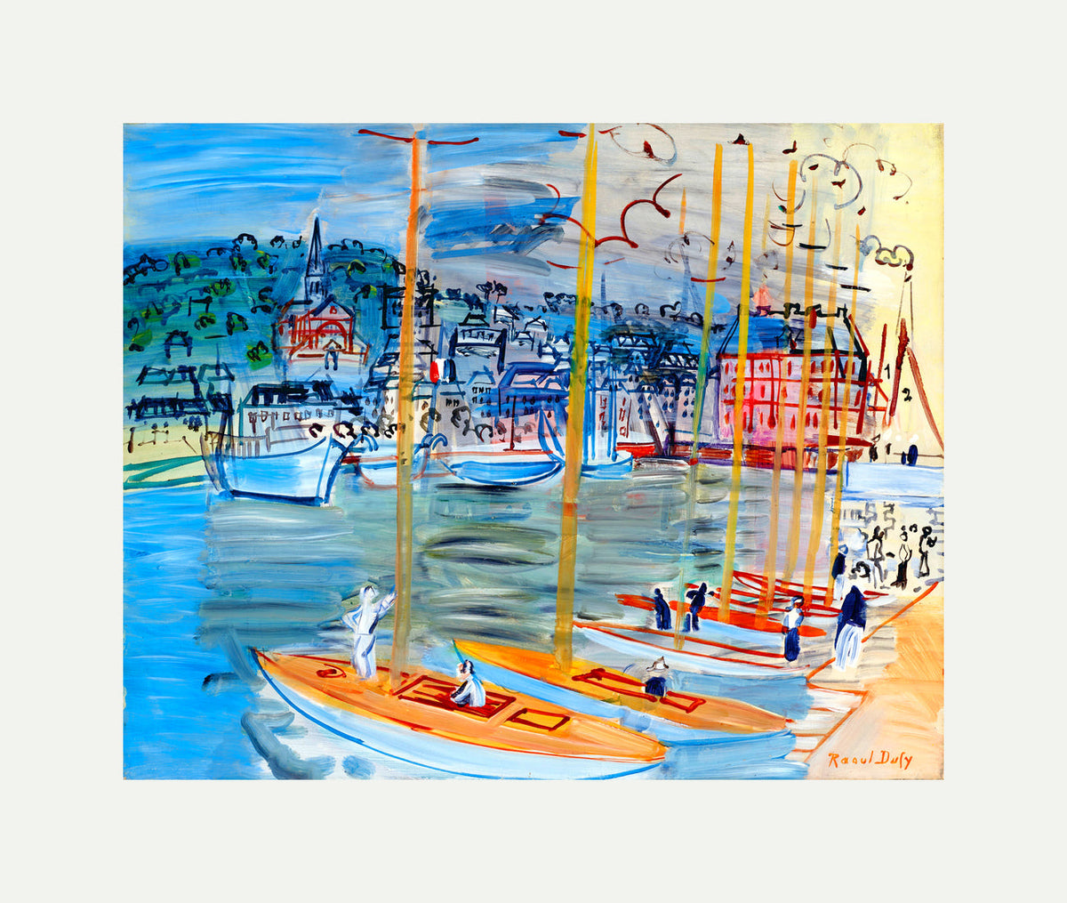 Raoul Dufy Print, 055 Le bassin de Deauville (1938)_10x8 with an off-white border for rolled canvas