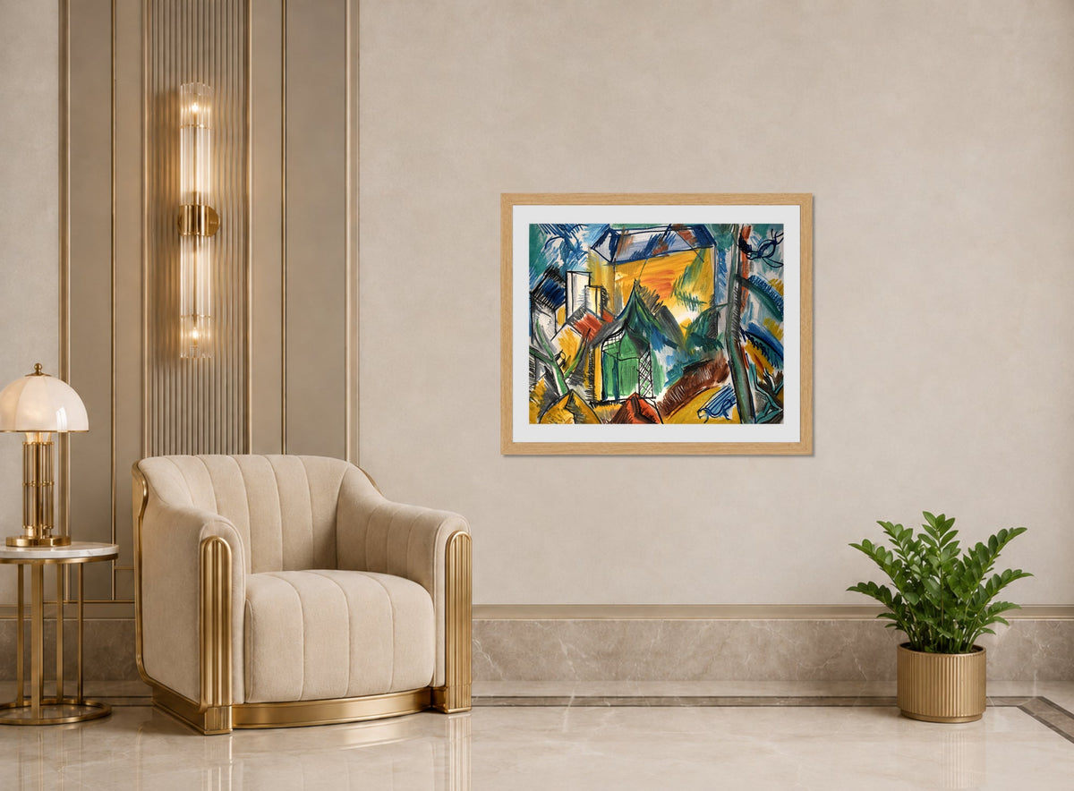 Raoul Dufy Print, 060 Le jardin abandonné (1945)_10x8 displayed in an Art Deco interior