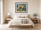 Raoul Dufy Print, 060 Le jardin abandonné (1945)_10x8 displayed above a bed