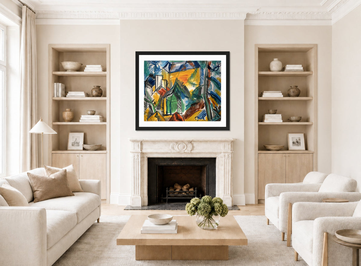 Raoul Dufy Print, 060 Le jardin abandonné (1945)_10x8 displayed in a Scandinavian living room