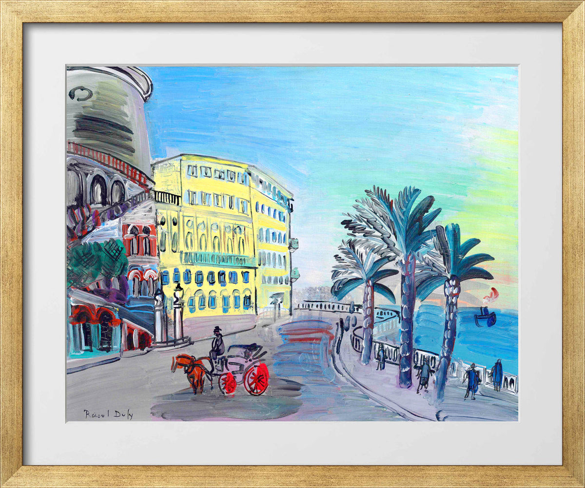 Raoul Dufy Print, 068 L'Hôtel Suisse à Nice et le tournant de Rauba Capeu (1927)_10x8 in a gold frame