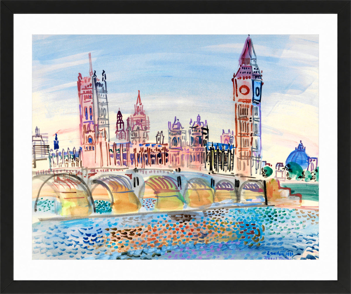 Raoul Dufy Print, 070 London Houses of Parliament (1930)_10x8 in a black frame