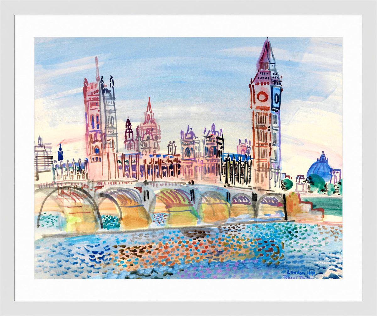 Raoul Dufy Print, 070 London Houses of Parliament (1930)_10x8 in a white frame