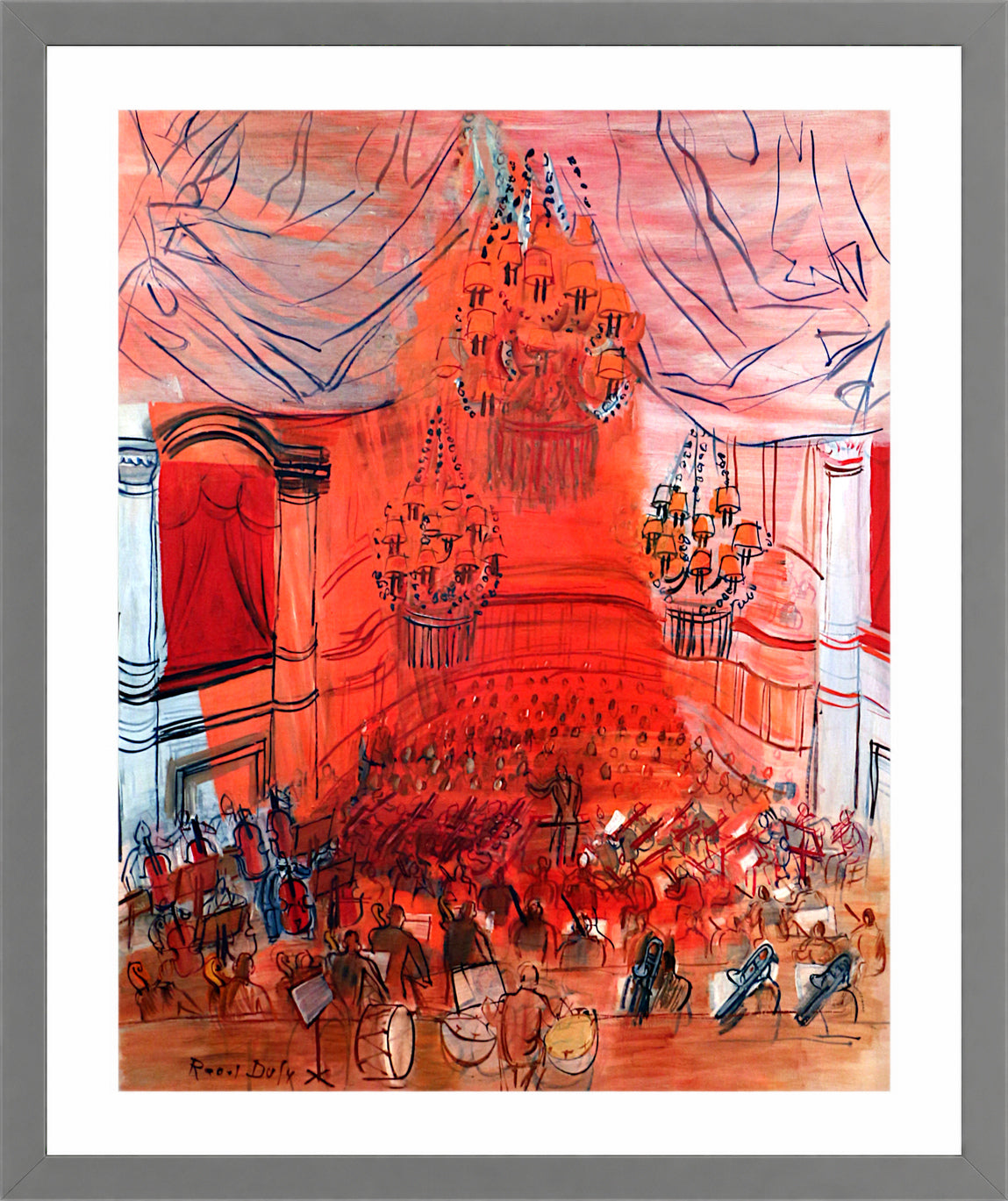 Raoul Dufy Print, 081 orchestra rossa_10x8 in a light grey frame