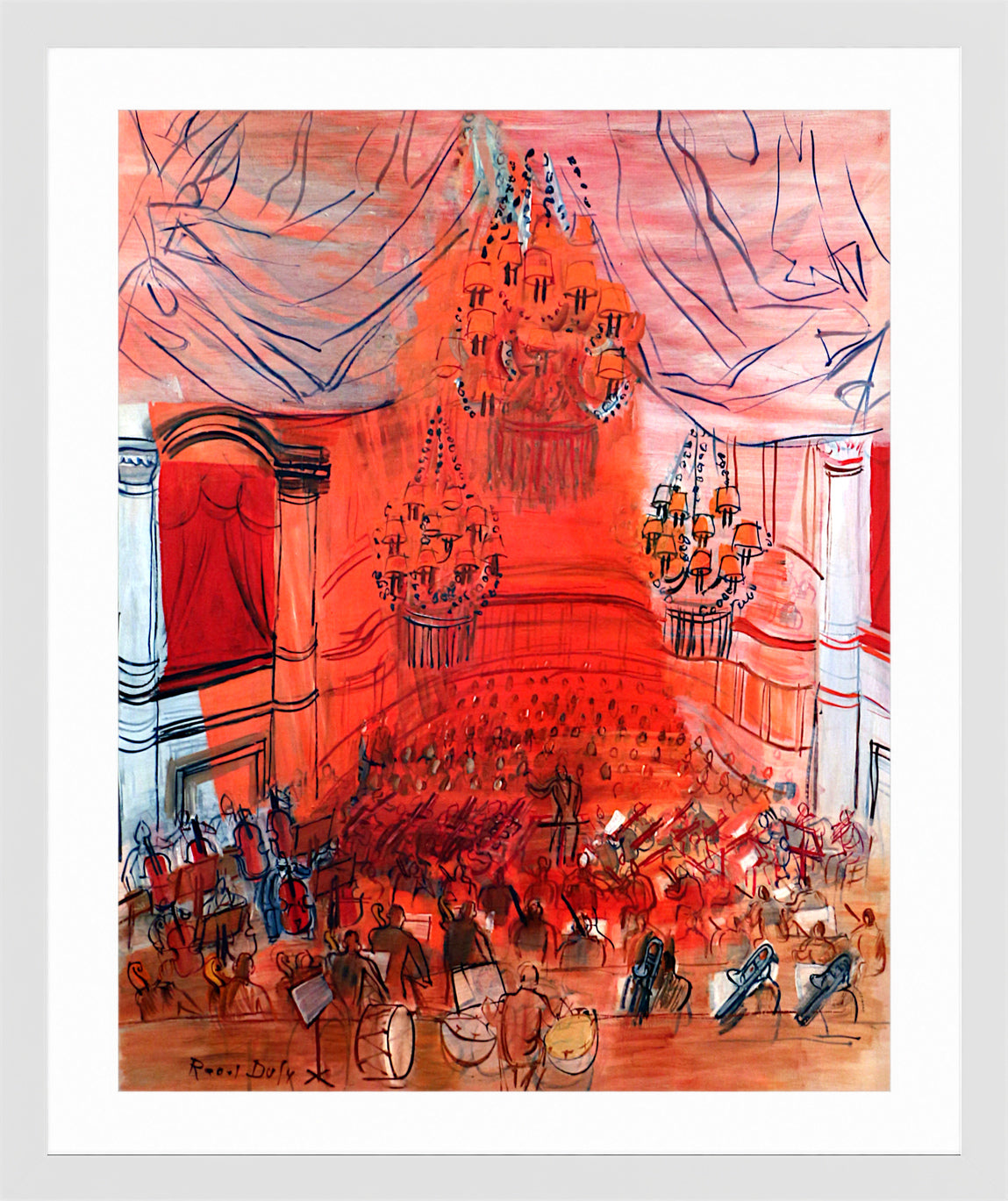 Raoul Dufy Print, 081 orchestra rossa_10x8 in a white frame