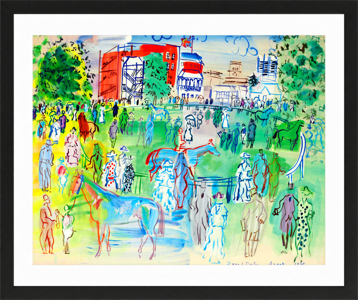 Raoul Dufy Print, 082 Paddock et turfistes à Ascot (1935)_10x8 in a black frame