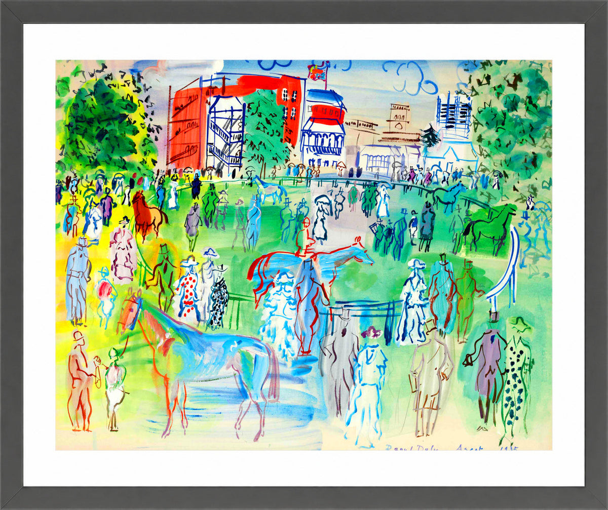 Raoul Dufy Print, 082 Paddock et turfistes à Ascot (1935)_10x8 in a dark grey frame