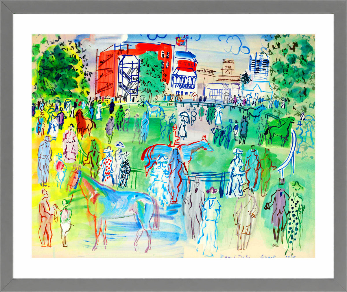 Raoul Dufy Print, 082 Paddock et turfistes à Ascot (1935)_10x8 in a light grey frame