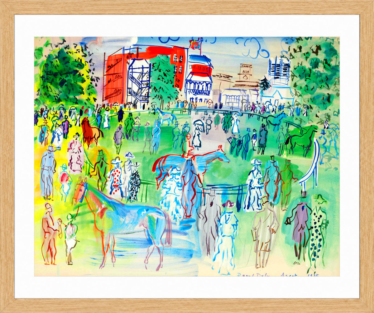 Raoul Dufy Print, 082 Paddock et turfistes à Ascot (1935)_10x8 in an oak frame