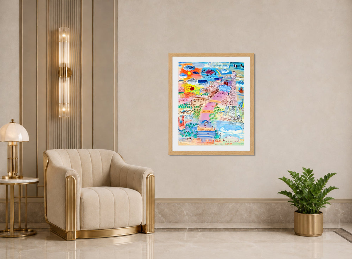Raoul Dufy Print, 083 Paris et la Tour Eiffel (1936)_10x8 displayed in an Art Deco interior