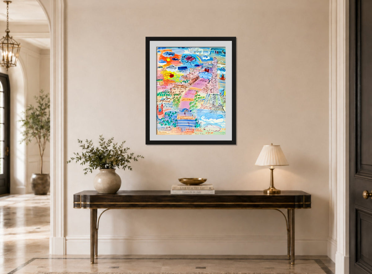 Raoul Dufy Print, 083 Paris et la Tour Eiffel (1936)_10x8 displayed above a console table