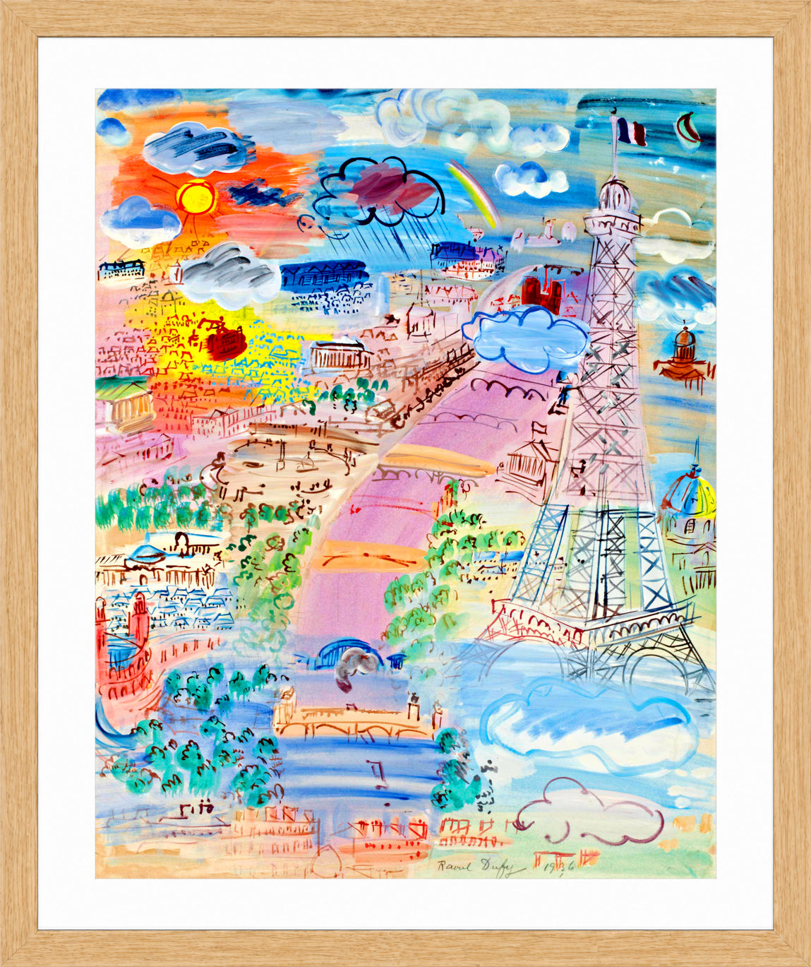 Raoul Dufy Print, 083 Paris et la Tour Eiffel (1936)_10x8 in an oak frame