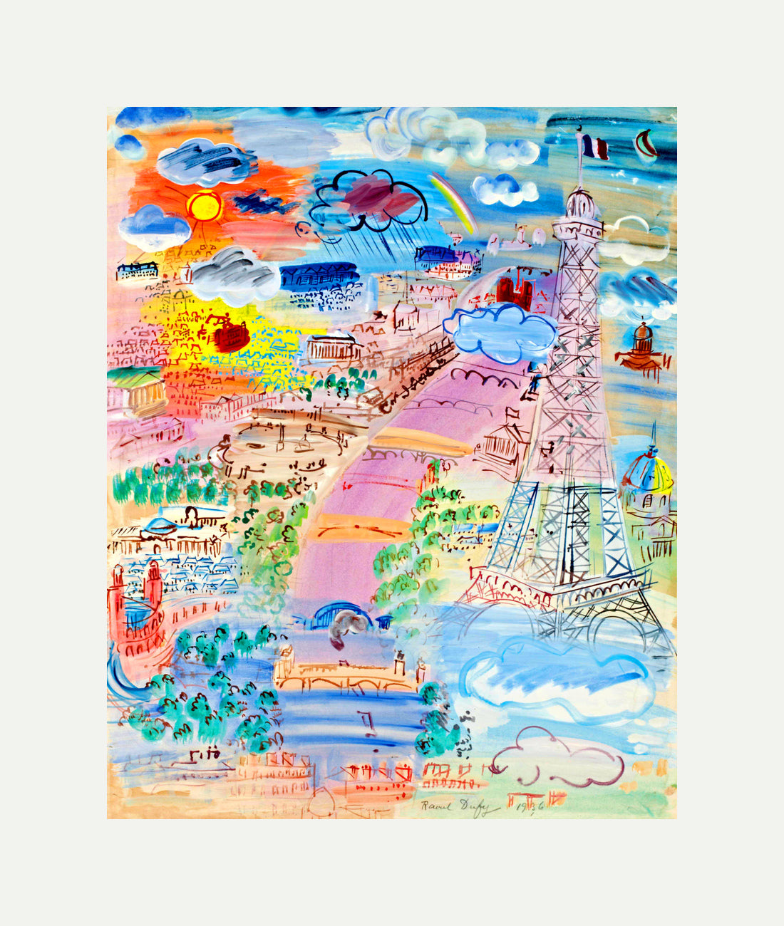 Raoul Dufy Print, 083 Paris et la Tour Eiffel (1936)_10x8 with an off-white border for rolled canvas