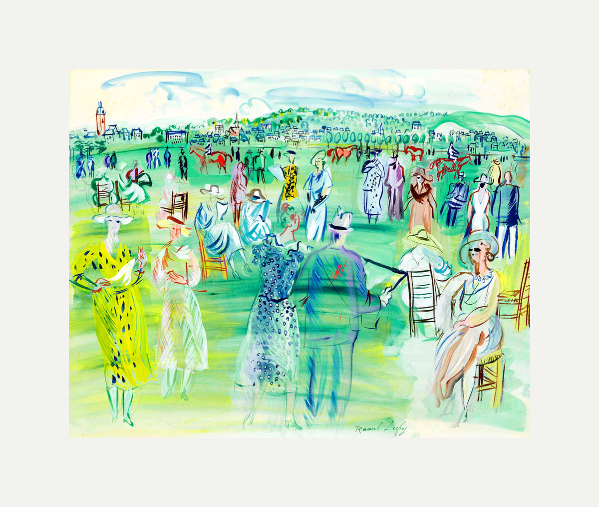 Raoul Dufy Print, 087 Poiret's mannequins in Deauville (1941)_10x8 with an off-white border for rolled canvas