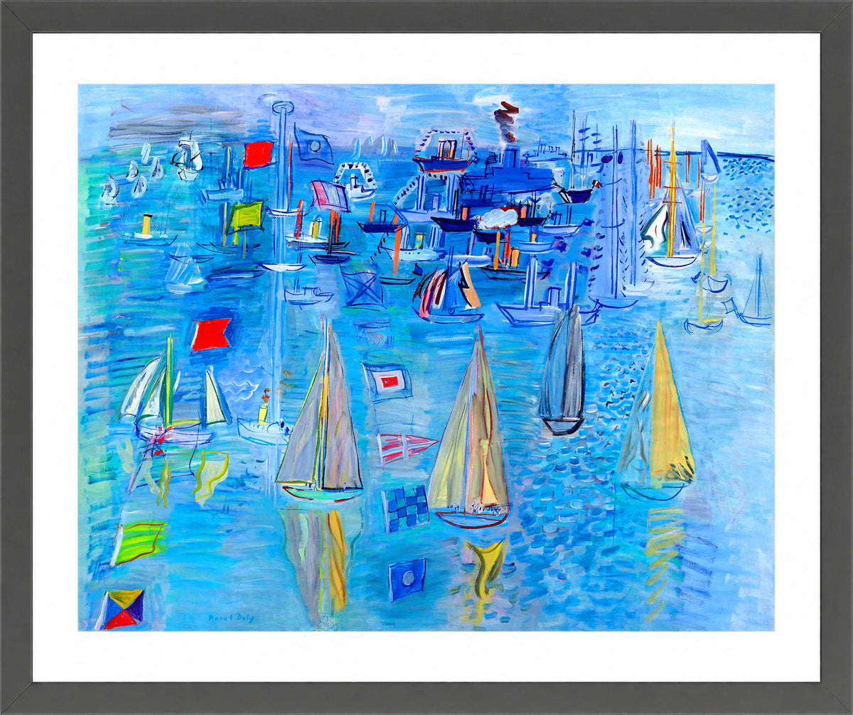 Raoul Dufy Print, 090 Régates à Cowes (1930)_10x8 in a dark grey frame