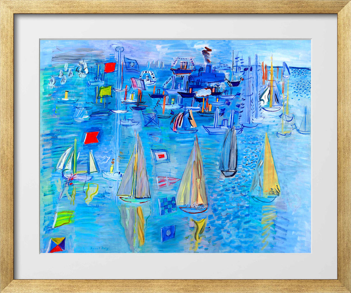 Raoul Dufy Print, 090 Régates à Cowes (1930)_10x8 in a gold frame