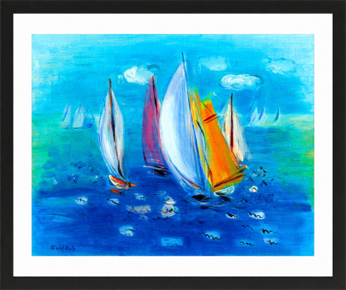 Raoul Dufy Print, 092 Régates des six mètres_10x8 in a black frame