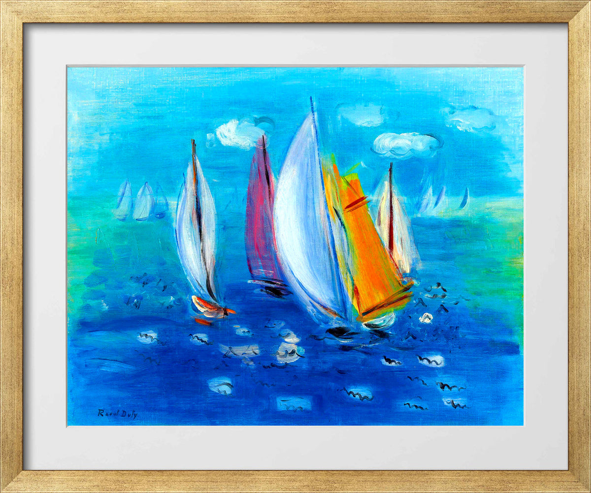 Raoul Dufy Print, 092 Régates des six mètres_10x8 in a gold frame