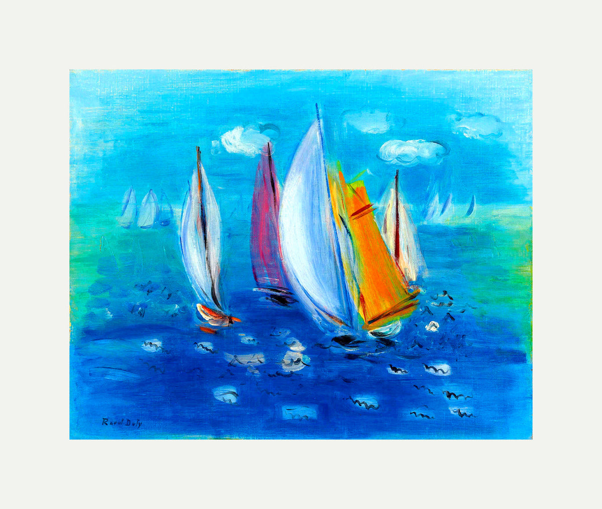 Raoul Dufy Print, 092 Régates des six mètres_10x8 with an off-white border for rolled canvas