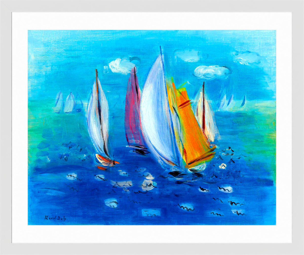Raoul Dufy Print, 092 Régates des six mètres_10x8 in a white frame