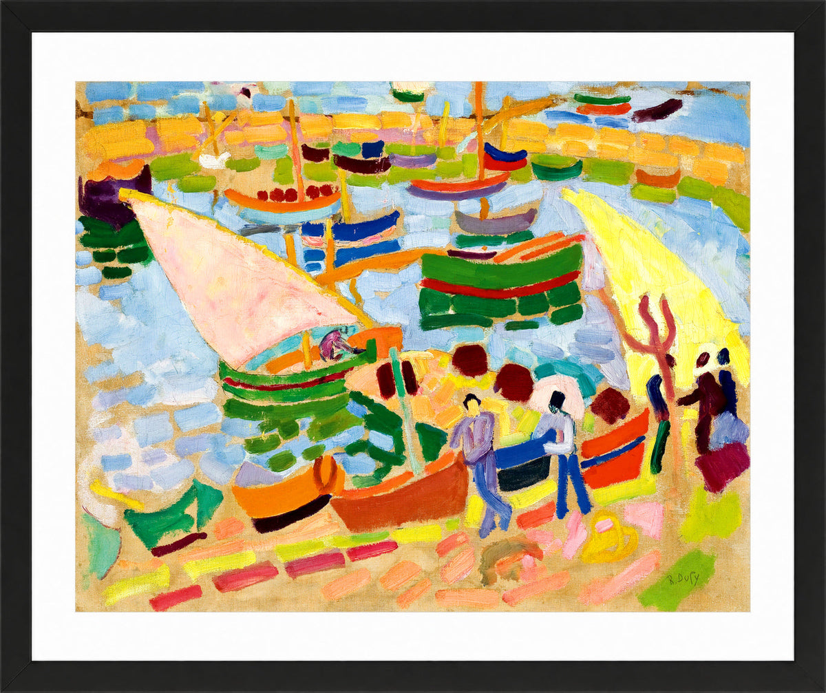 Raoul Dufy Print, 097 Sailboats and boats in the harbor (1907)_10x8 in a black frame