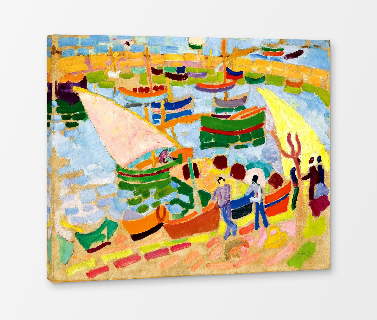Raoul Dufy Print, 097 Sailboats and boats in the harbor (1907)_10x8 as a ready-to-hang canvas panel