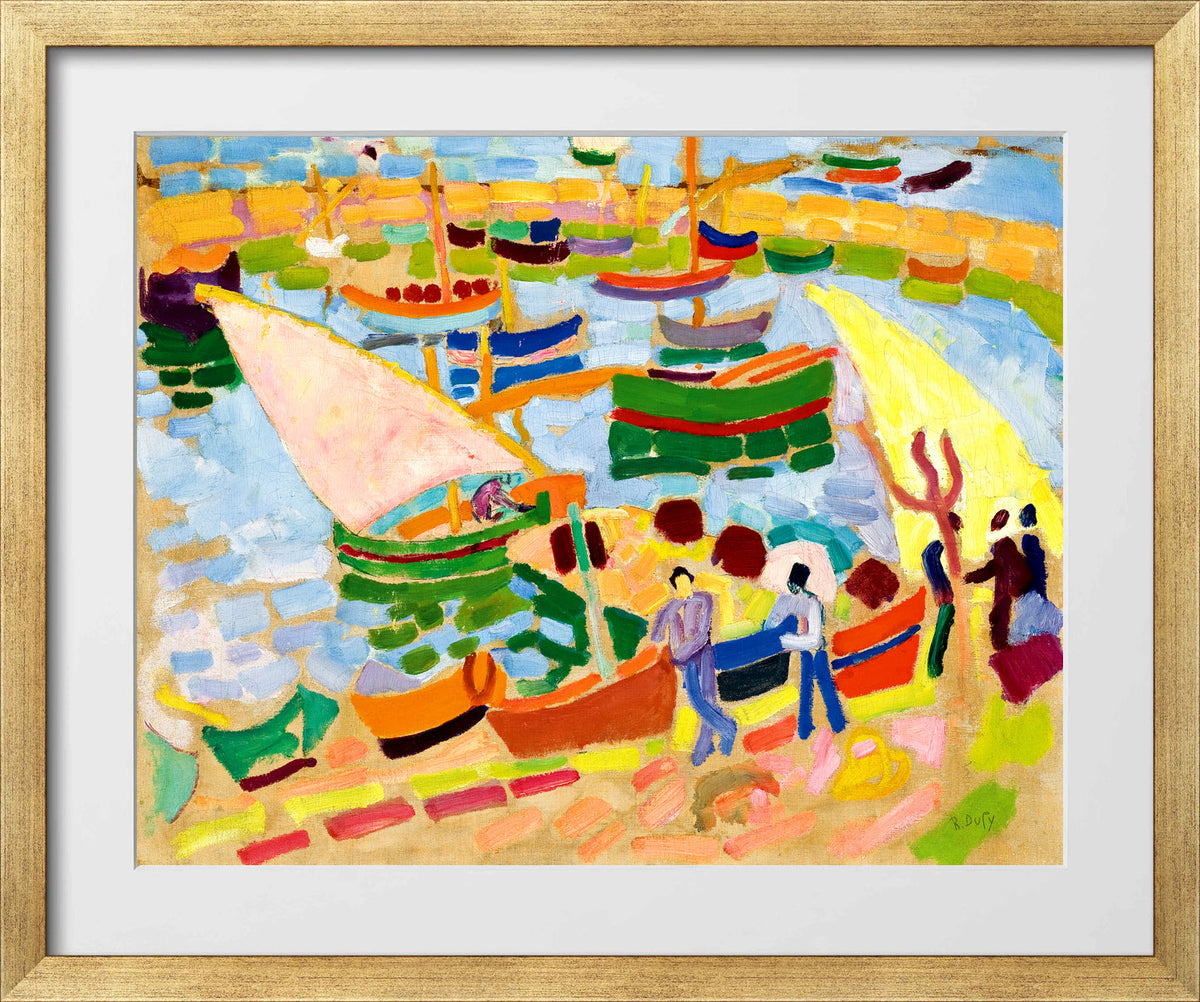 Raoul Dufy Print, 097 Sailboats and boats in the harbor (1907)_10x8 in a gold frame