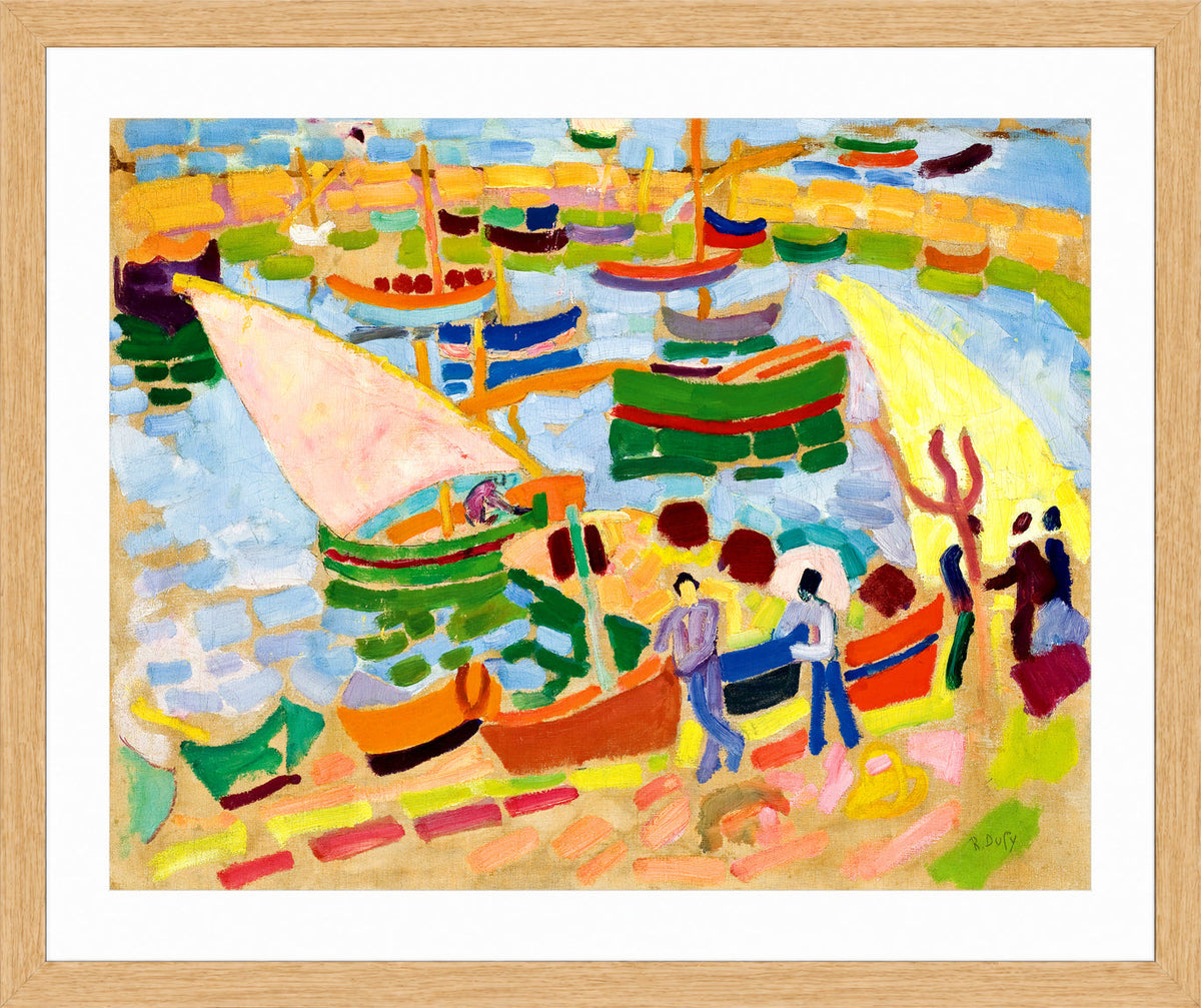 Raoul Dufy Print, 097 Sailboats and boats in the harbor (1907)_10x8 in an oak frame