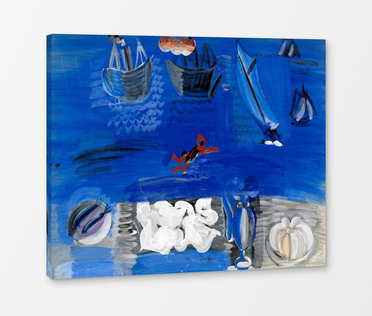 Raoul Dufy Print, 104 Still life and boats (circa 1923)_10x8 as a ready-to-hang canvas panel