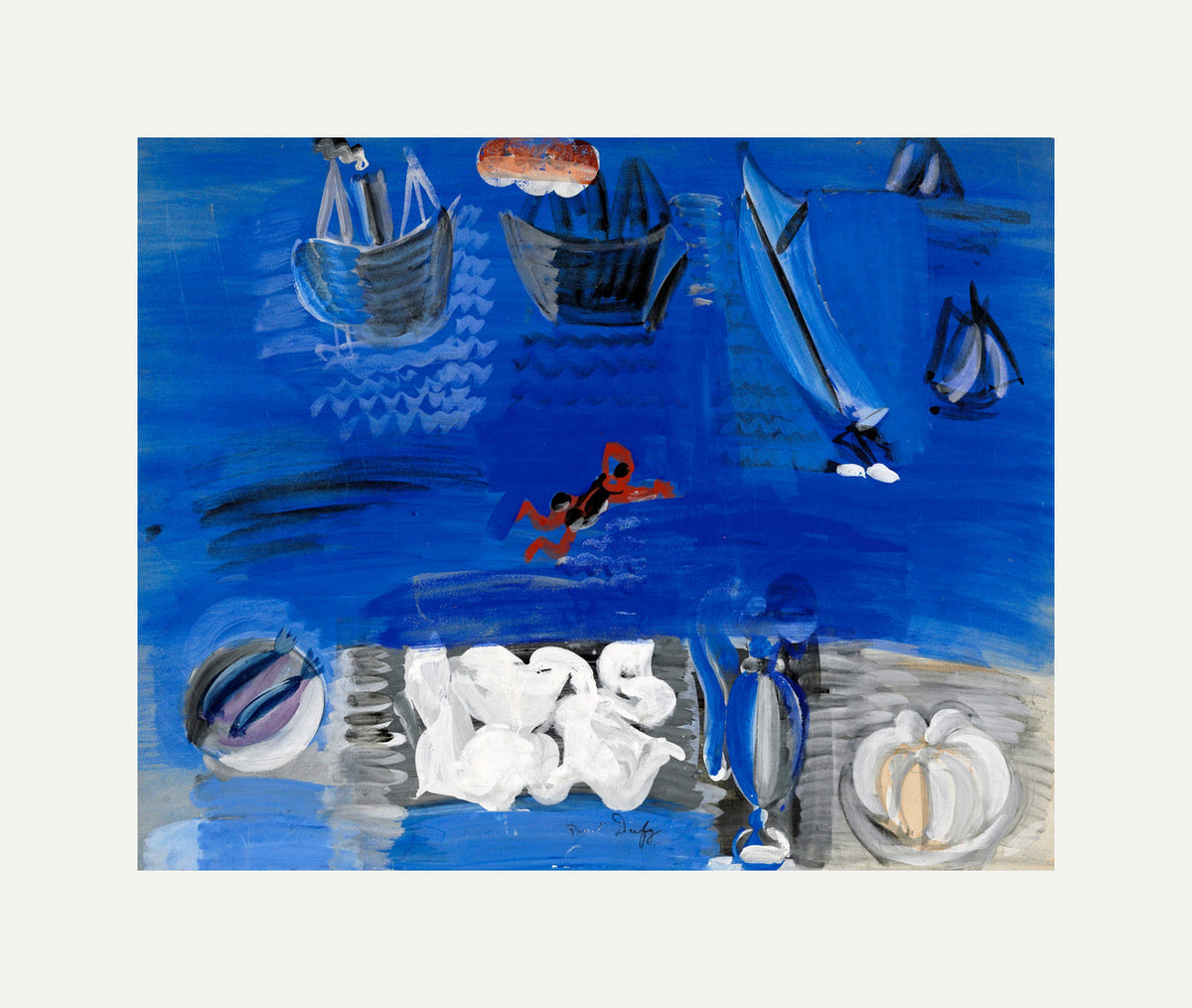 Raoul Dufy Print, 104 Still life and boats (circa 1923)_10x8 with an off-white border for rolled canvas