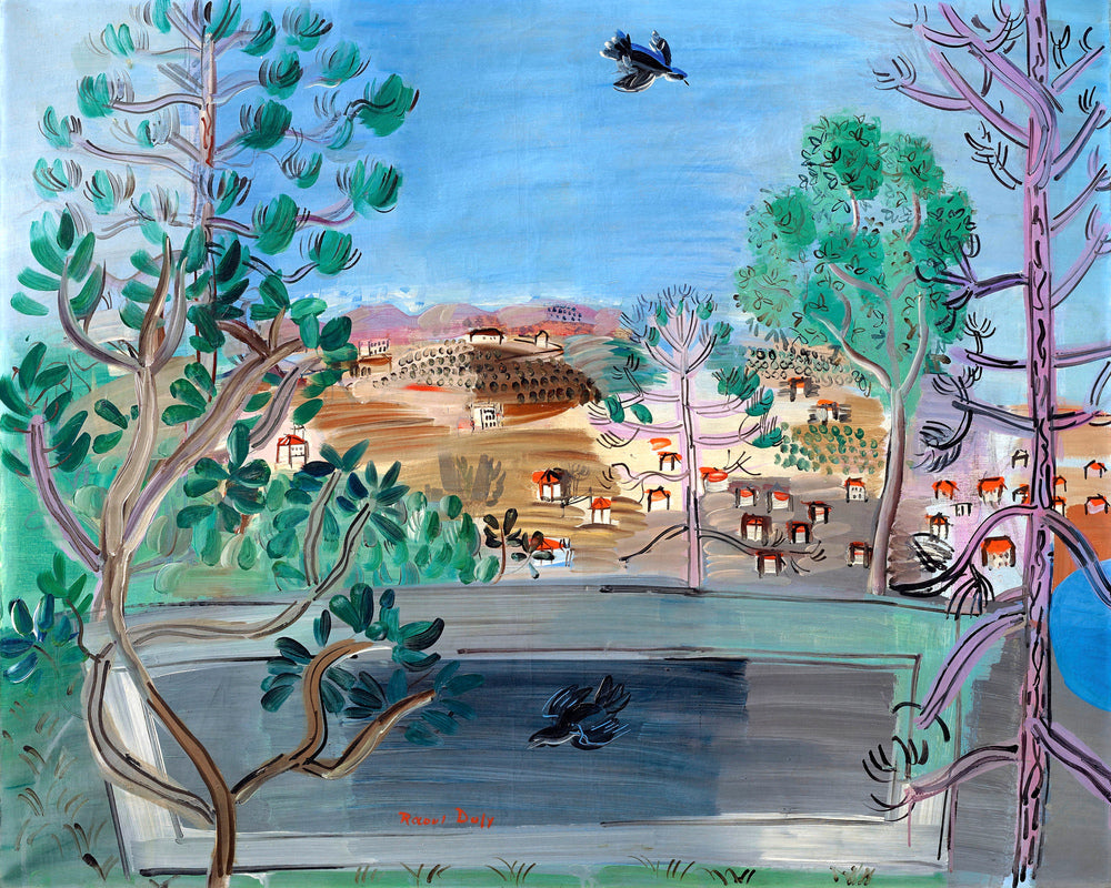Raoul Dufy Print, 122 The reservoir at Golfe-Juan, with the bird (1927)_10x8 as an unframed print