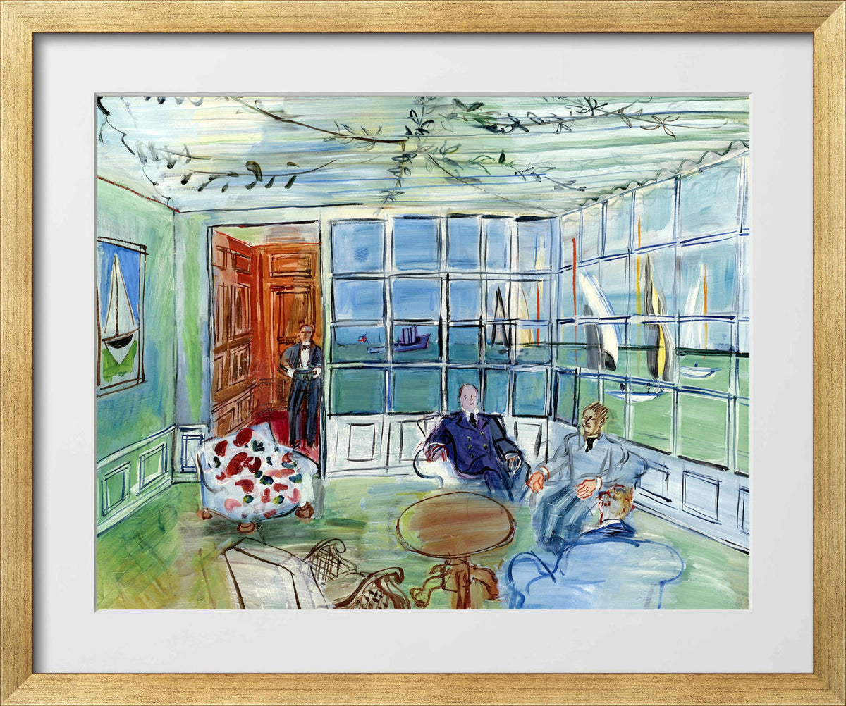 Raoul Dufy Print, 123 The Royal Yacht Squadron, Cowes, Isle of Wight_10x8 in a gold frame