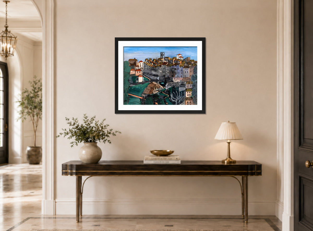 Raoul Dufy Print, 130 Vence_10x8 displayed above a console table