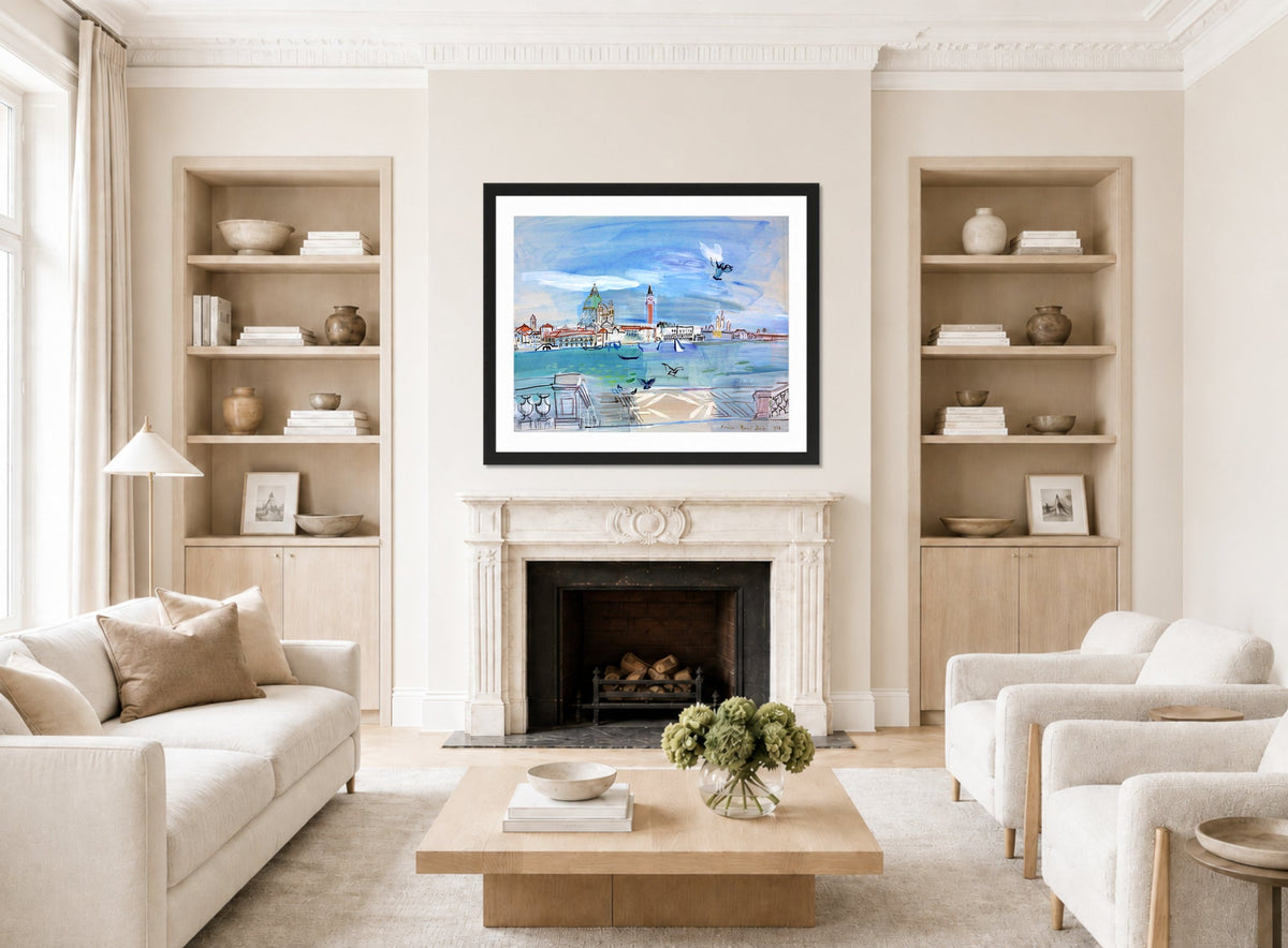 Raoul Dufy Print, 131 Venice (1938)_10x8 displayed in a Scandinavian living room