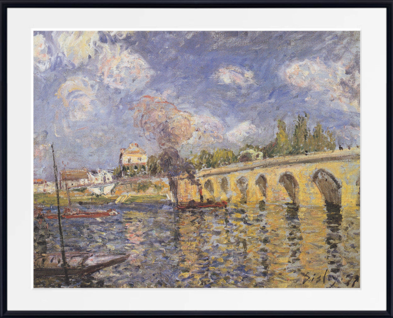 Alfred Sisley Fine Art Print River Steamboat and Bridge