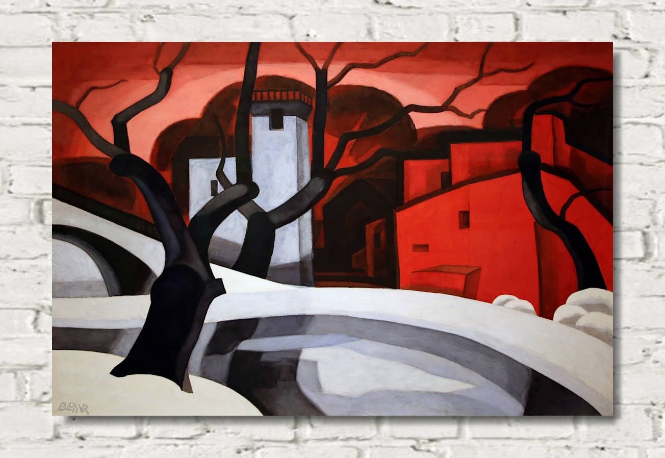 Oscar Bluemner Print, rosso e bianco