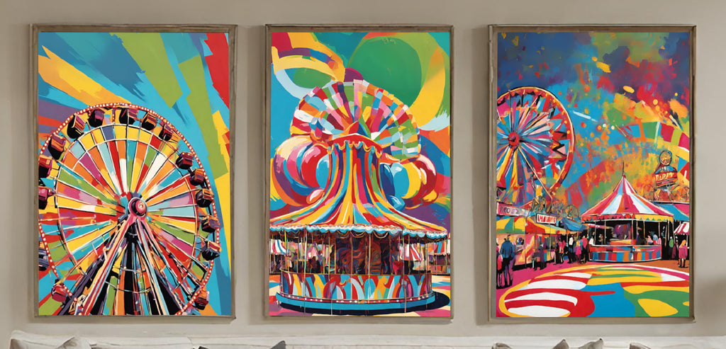 Pop Art Print - Set of 3 Fairground, Carnival Prints
