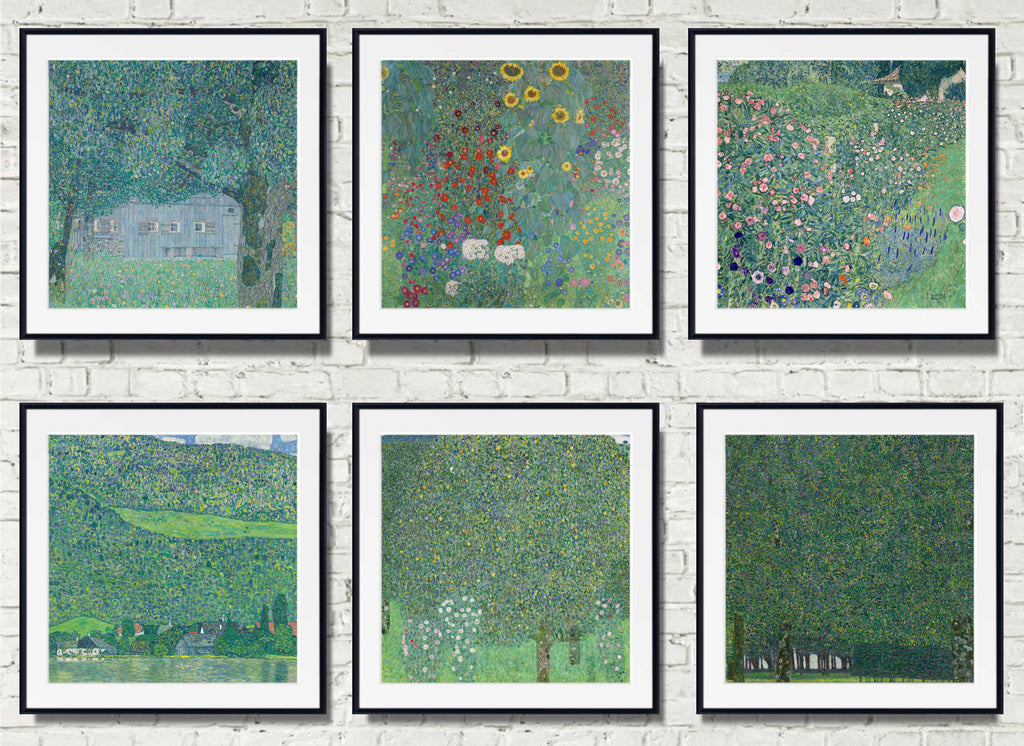 Set of 6 Gustav Klimt GREENERY Prints