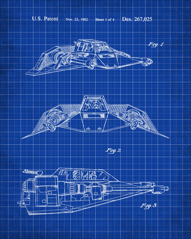Snow Speeder Blueprint Poster Patent Print Star Wars Spaceship