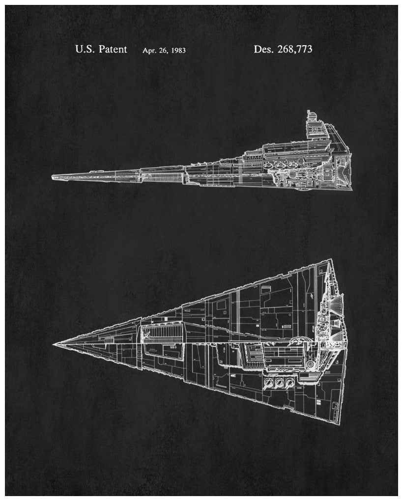 Star Destroyer  Blueprint Poster Patent Print Star Wars Spaceship