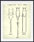 A framed vintage-style patent print showing three black technical line drawings labeled Fig. 6, Fig.