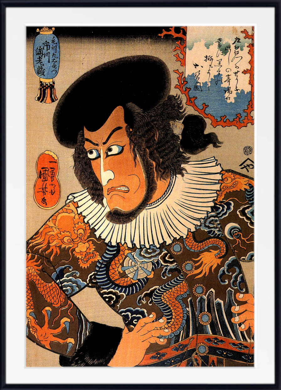 Utagawa Kuniyoshi Fine Art Print, Japanese Kabuki Actor Sketch, Ukiyo-e