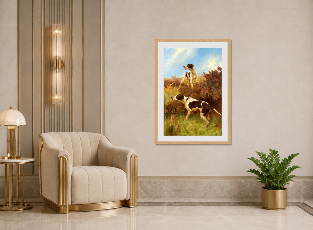 Thomas Blinks Print, A Good Point displayed in an Art Deco interior