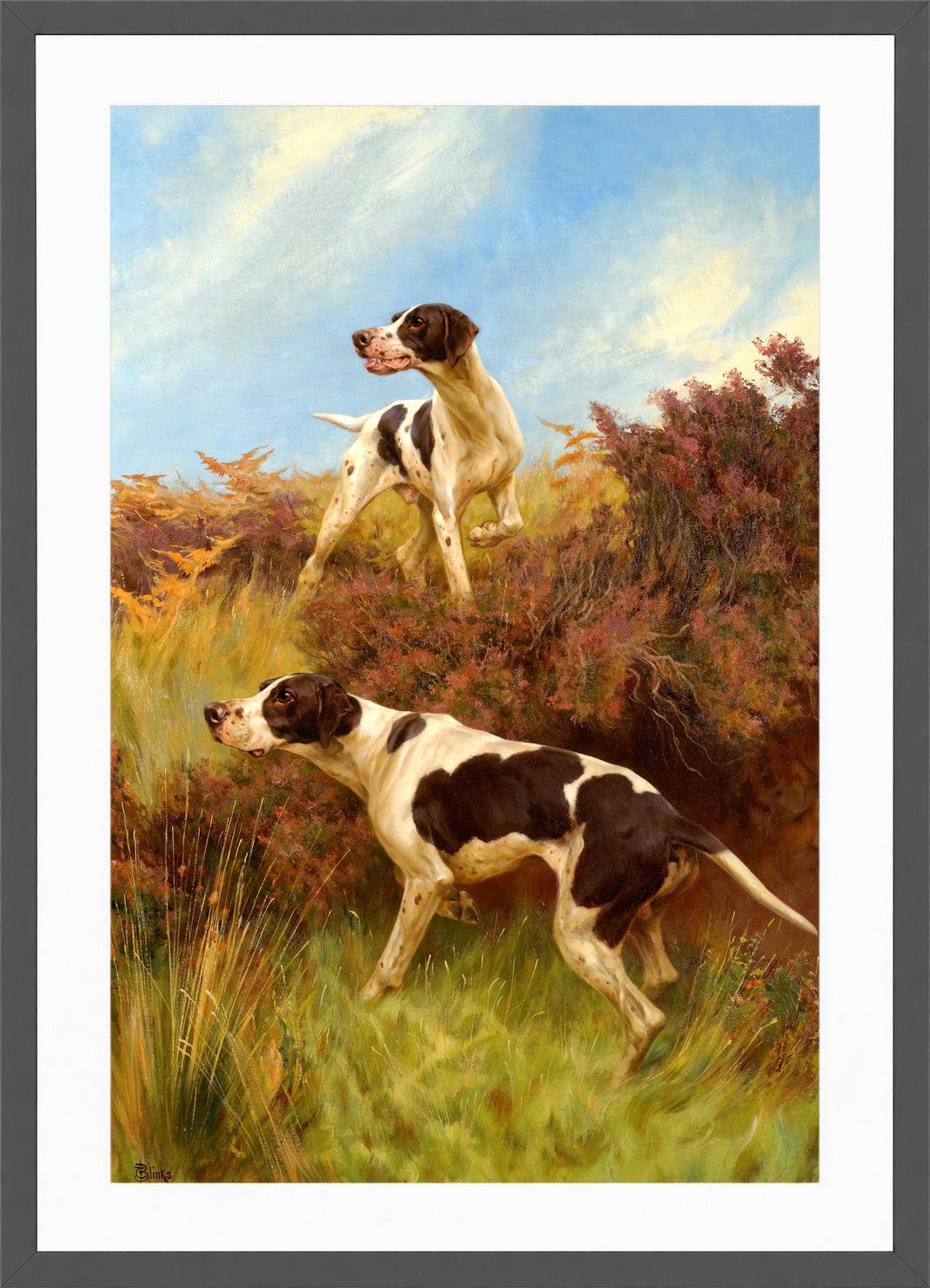 Thomas Blinks Print, A Good Point in a dark grey frame