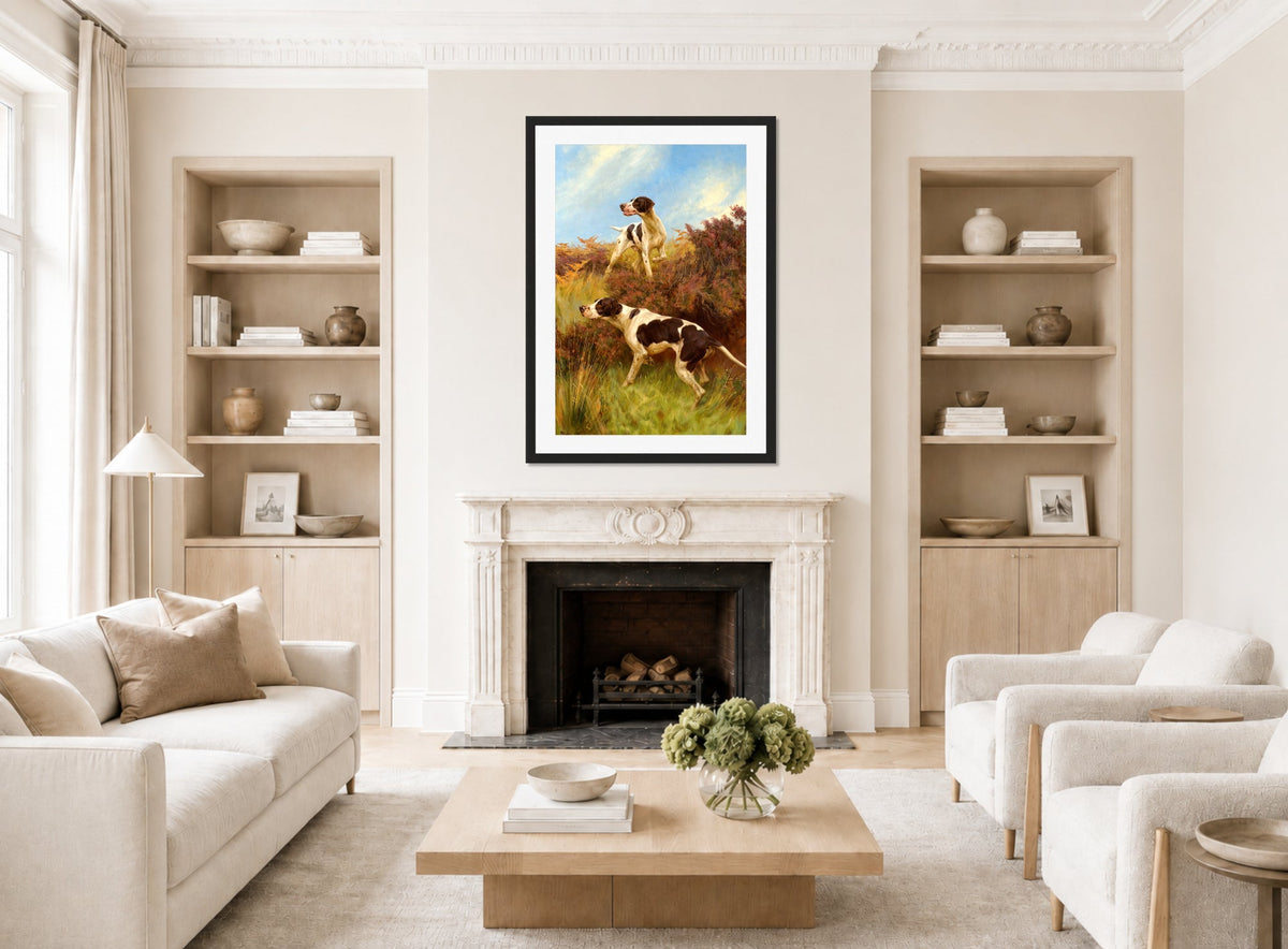 Thomas Blinks Print, A Good Point displayed in a Scandinavian living room