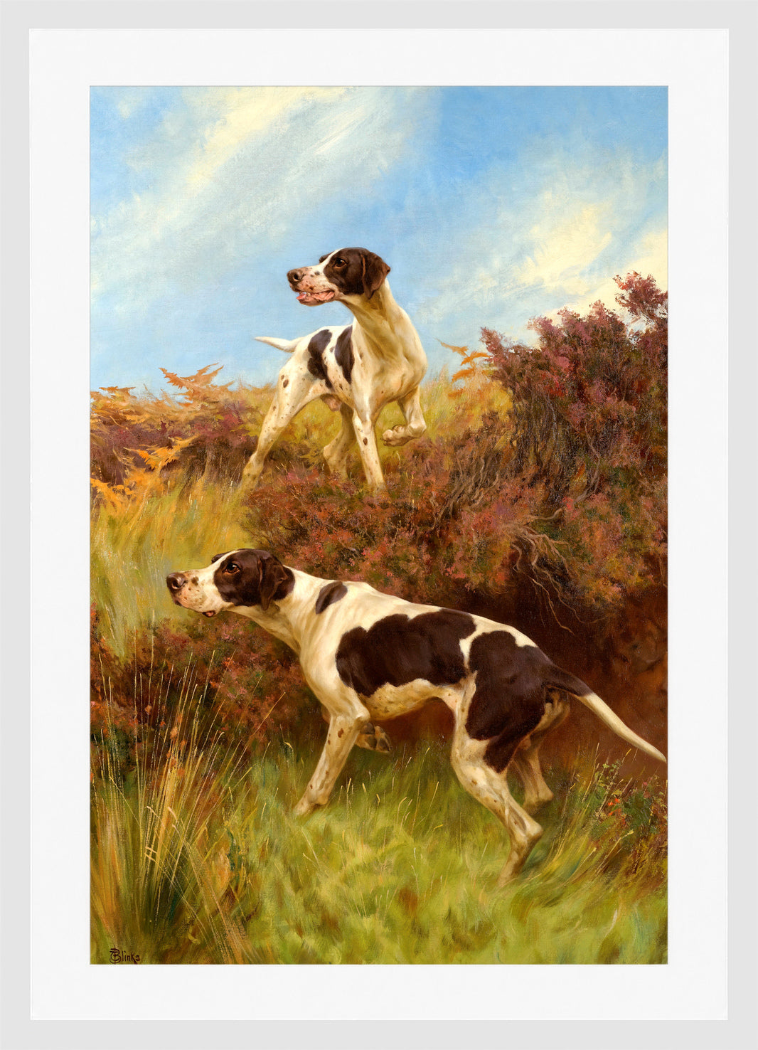 Thomas Blinks Print, A Good Point in a white frame