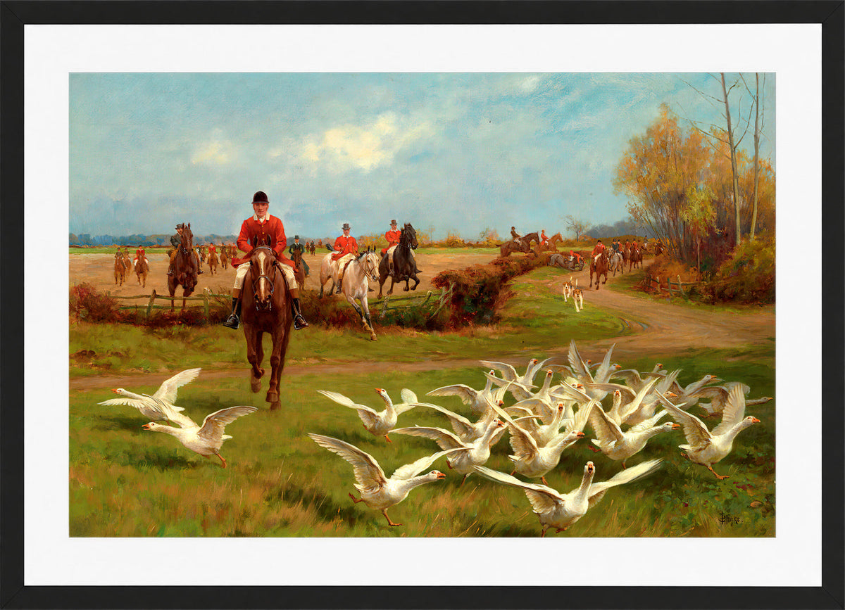 Thomas Blinks Print, ‘Away! Away!’ in a black frame